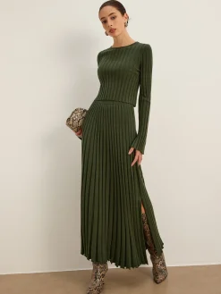 Lettuce Trim Pleated Sweater Skirt