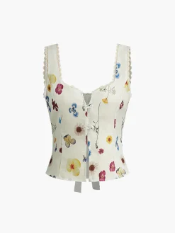 Lettuce Trim Print Tank Top