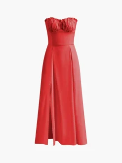 Lettuce Trim Slit Midi Dress