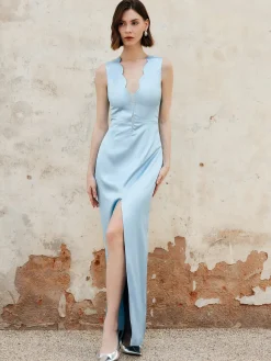 Lettuce Trim Split Tank Long Dress