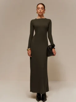 Lettuce Trim Sweater Long Dress Without Belt