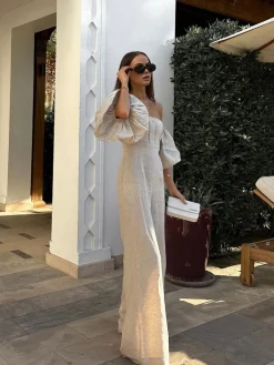 Linen Blends Puff Sleeve Jumpsuit