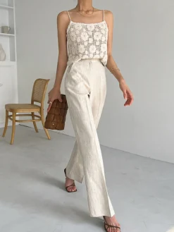 Linen Blends Straight Leg Pants
