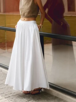 Linen Pleated Maxi Skirt