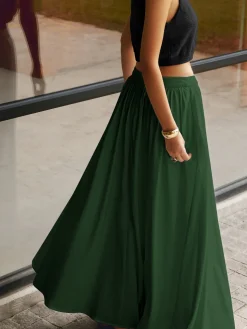 Linen Pleated Maxi Skirt