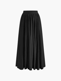 Linen Pleated Maxi Skirt