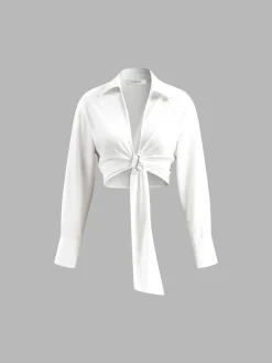 Long Sleeve Belted Crop Top