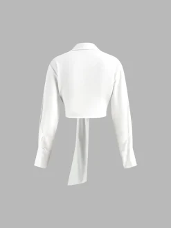 Long Sleeve Belted Crop Top