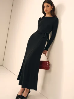 Long Sleeve Knotted Slim Dress