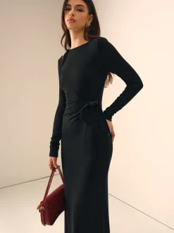 Long Sleeve Knotted Slim Dress