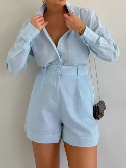 Long Sleeve Loose Shorts Set