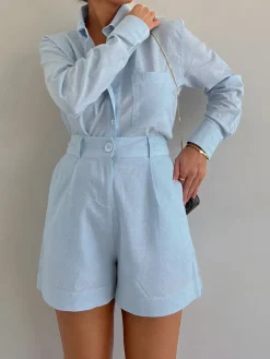 Long Sleeve Loose Shorts Set