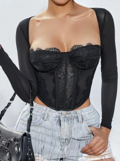 Long Sleeve Sweetheart Lace Corset