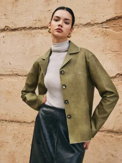 Loose PU Leather Straight Jacket