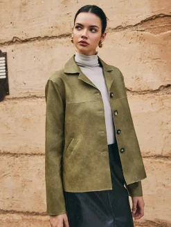 Loose PU Leather Straight Jacket