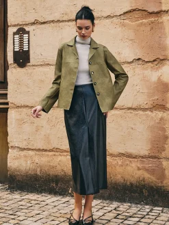 Loose PU Leather Straight Jacket