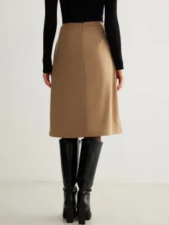 Magnet Closure Pockets Pleated Skirt