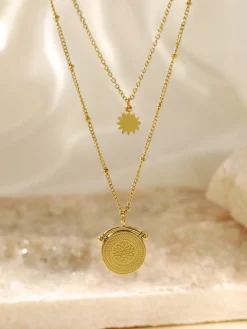 Mandala Double Layer Pendant Necklace