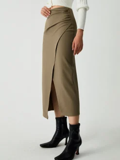 Maple Wrap Slit Midi Skirt