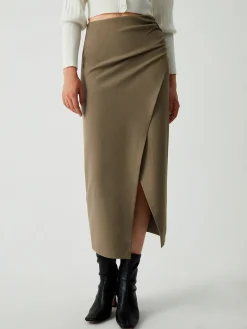 Maple Wrap Slit Midi Skirt