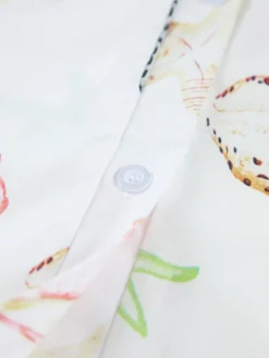 Marine Life Print Button-Front Belted Long Dress