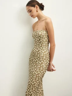 Mechanism Knitting Floral Tube Dress