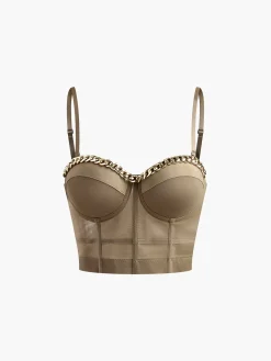 Mesh Corset With Metal Chain