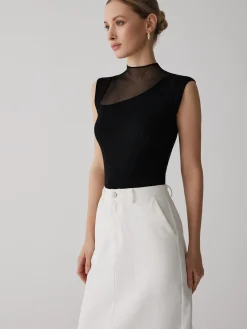 Mesh Patchwork Sleeveless Top