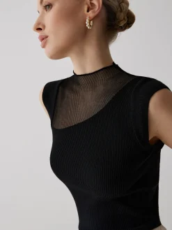 Mesh Patchwork Sleeveless Top