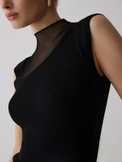 Mesh Patchwork Sleeveless Top