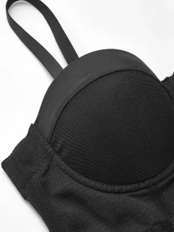 Mesh Sheer Piping Corset