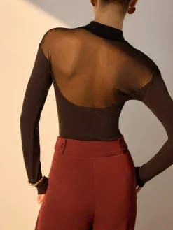 Mesh-Detail Sweetheart Slim Top