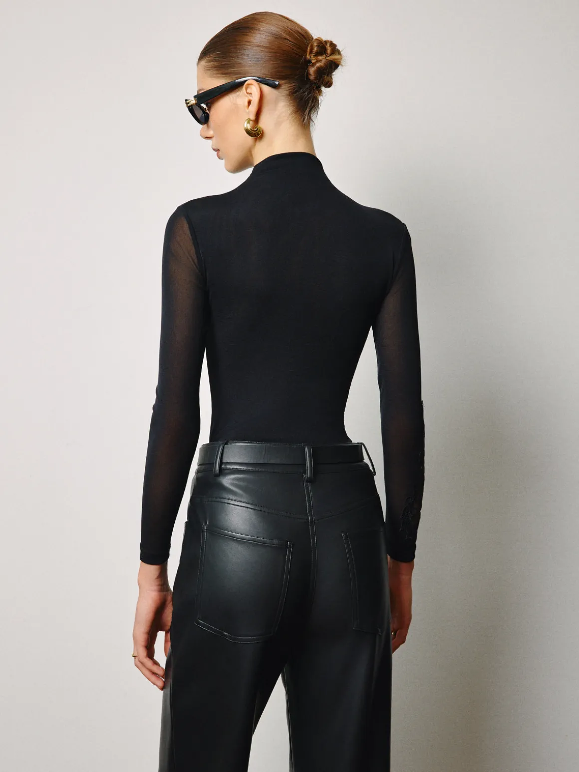 Mesh-Floral Slim Jersey Top