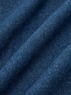 Metal Button Pleated Denim Skirt