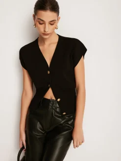 Metal Button Sweater Vest