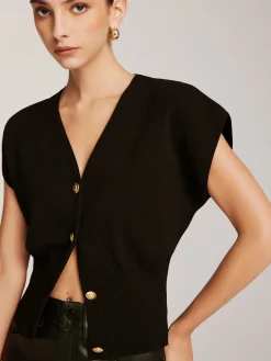 Metal Button Sweater Vest