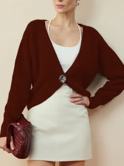 Metal Button Wrap Cardigan