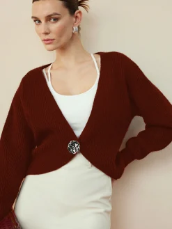 Metal Button Wrap Cardigan