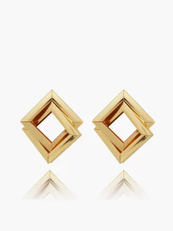 Metal Cross Rhombic  Earrings
