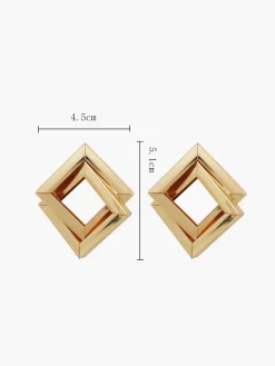 Metal Cross Rhombic  Earrings