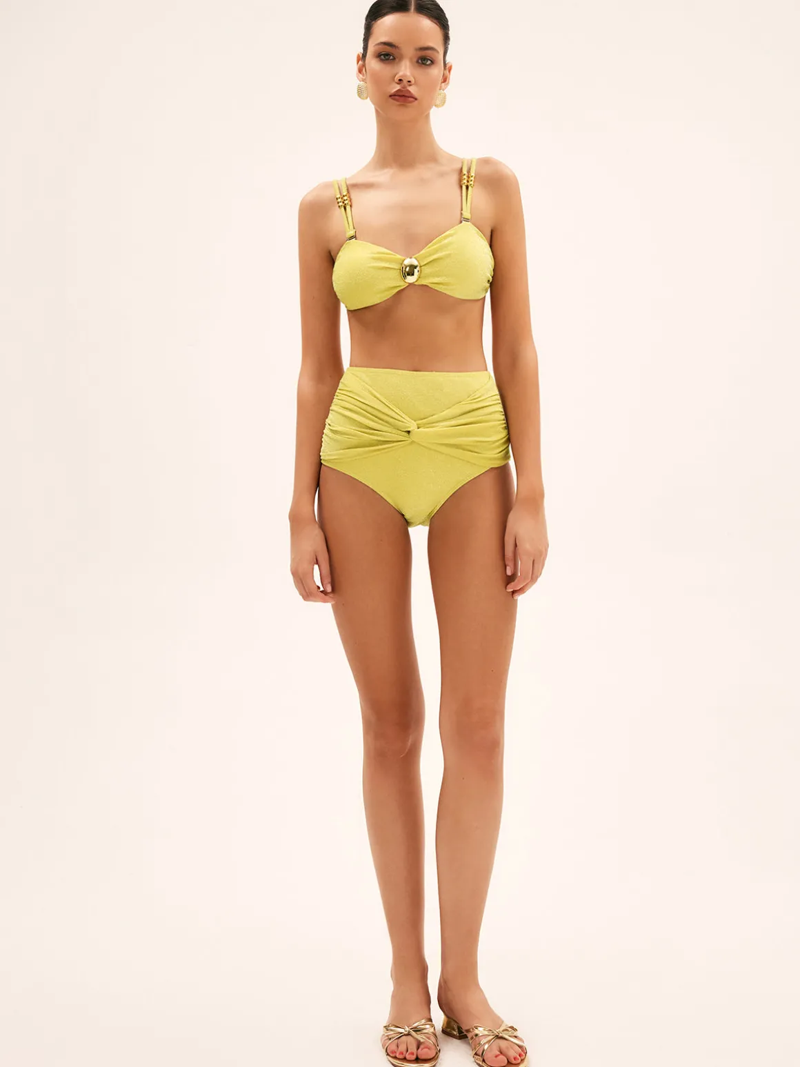 Metal Decor High Waist Bikini Set