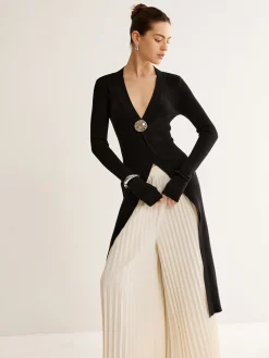 Metal Decor Split Knit Long Top