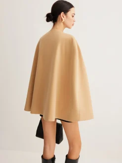 Metal Detail Plain Tweed Cloak