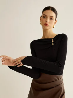 Metal Detail Pleated Blouse
