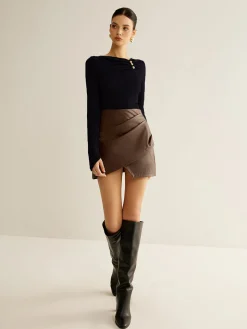 Metal Detail Pleated Blouse