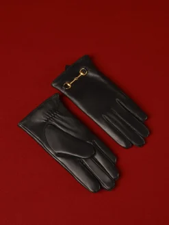 Metal Detail Sheepskin Fleecing Gloves