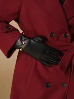 Metal Detail Sheepskin Fleecing Gloves