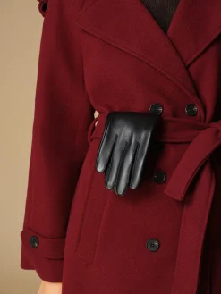 Metal Detail Sheepskin Fleecing Gloves