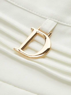 Metal Letter Pleated Mini Skirt