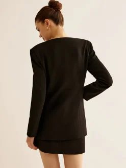 Metal-Button Slim Blazer